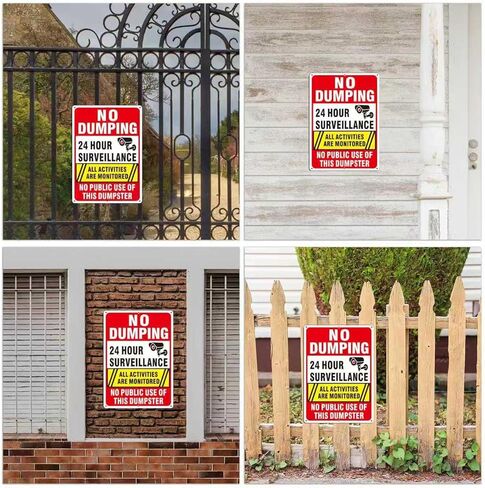 (عبوتان) لا توجد علامات إغراق، ممنوع الاستخدام العام لعلامة القمامة، لا يسمح بالإغراق غير القانوني، لافتة مراقبة فيديو على مدار 24 ساعة، 14 بوصة × 10 بوصة، ألومنيوم خالٍ من الصدأ، عاكس، مقاوم للبهتان، سهل التركيب in Kuwait