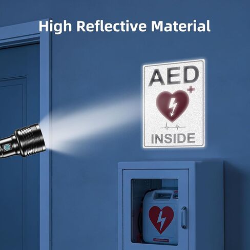 AED Sign Stickers, 2 Pack 10"x7" Large Vinyl AED Sign for Wall, Waterproof, Fade-Resistant, Easy-Apply Non Metal Decal with Clear Heart & ECG Icon for AED Device Identification in Kuwait