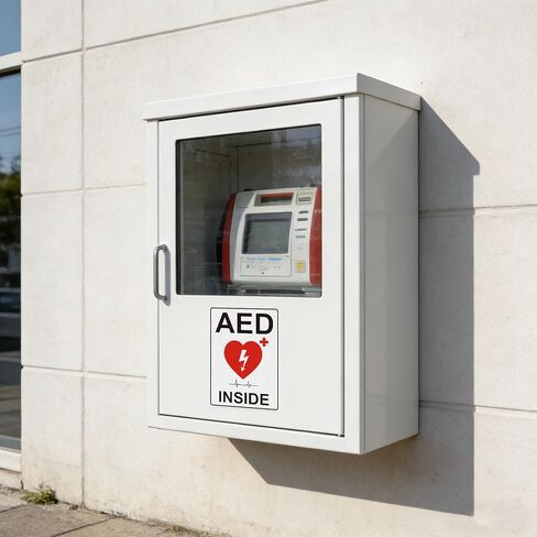 AED Sign Stickers, 2 Pack 10"x7" Large Vinyl AED Sign for Wall, Waterproof, Fade-Resistant, Easy-Apply Non Metal Decal with Clear Heart & ECG Icon for AED Device Identification in Kuwait