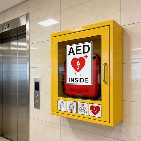 AED Sign Stickers, 2 Pack 10"x7" Large Vinyl AED Sign for Wall, Waterproof, Fade-Resistant, Easy-Apply Non Metal Decal with Clear Heart & ECG Icon for AED Device Identification in Kuwait