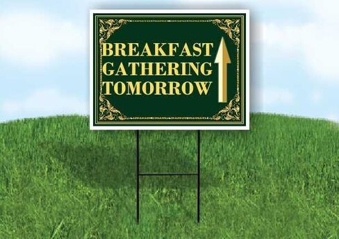 Breakfast Gathering Tomorrow St. Patrick'S Day Irish Clover Fancy Gold Directional Arrows A-Frame Double Sided 23x23 in. sign in Saudi Arabia