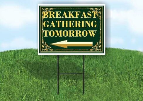 Breakfast Gathering Tomorrow St. Patrick'S Day Irish Clover Fancy Gold Directional Arrows A-Frame Double Sided 23x23 in. sign in Saudi Arabia
