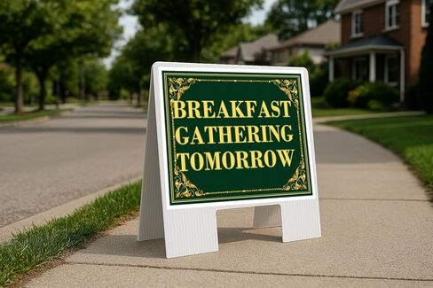 Breakfast Gathering Tomorrow St. Patrick'S Day Irish Clover Fancy Gold Directional Arrows A-Frame Double Sided 23x23 in. sign in Saudi Arabia