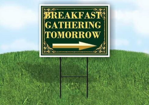 Breakfast Gathering Tomorrow St. Patrick'S Day Irish Clover Fancy Gold Directional Arrows A-Frame Double Sided 23x23 in. sign in Saudi Arabia