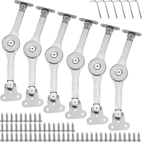 6 Pack Soft Close Lid Hinges, Lid Support Hinge with Hex Wrench Folding Lids Stay Hinge Safe Hinges for Cabinet, Wardrobe,Wooden Box in Saudi Arabia