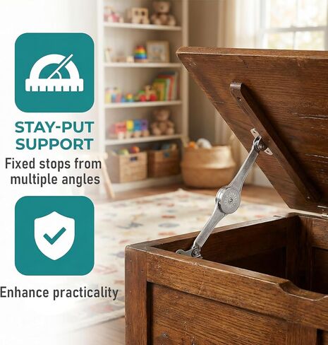 6 Pack Soft Close Lid Hinges, Lid Support Hinge with Hex Wrench Folding Lids Stay Hinge Safe Hinges for Cabinet, Wardrobe,Wooden Box in Saudi Arabia