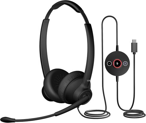 Cyber Acoustics USB-C Headset with AI Noise Cancelation (AC-304C) – AI Microphone Noise Cancelation Eliminates Background Noise in Offices, Homes or Any Environment in Kuwait