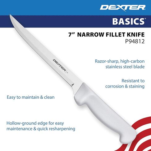 Dexter-Russell 7" Narrow Fillet Knife – P94812, High-Carbon Stainless Steel Blade, Slip-Resistant Polypropylene Handle, Ideal for Precise Fish and Meat Filleting in Saudi Arabia