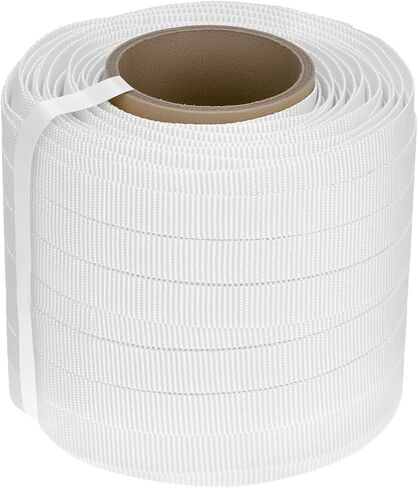 QWORK 3/4" x 330' Woven Cord Strapping Roll, Heavy Duty Polyethylene Braided Rope Strap Roll, 2500 lb Strong Break Strength 6" x 3" Core, Strength and Flexibility, White in Saudi Arabia