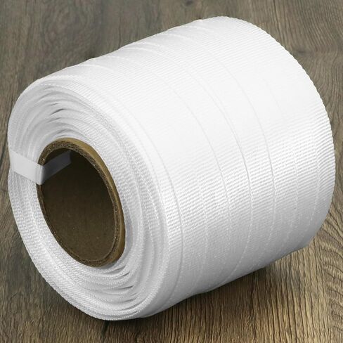 QWORK 3/4" x 330' Woven Cord Strapping Roll, Heavy Duty Polyethylene Braided Rope Strap Roll, 2500 lb Strong Break Strength 6" x 3" Core, Strength and Flexibility, White in Saudi Arabia