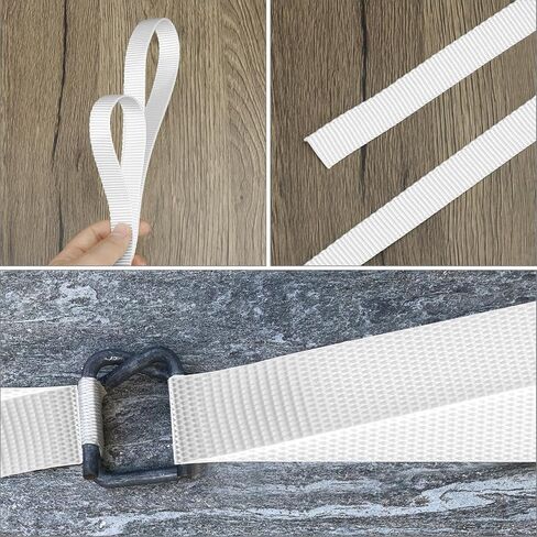 QWORK 3/4" x 330' Woven Cord Strapping Roll, Heavy Duty Polyethylene Braided Rope Strap Roll, 2500 lb Strong Break Strength 6" x 3" Core, Strength and Flexibility, White in Saudi Arabia