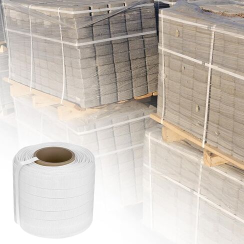 QWORK 3/4" x 330' Woven Cord Strapping Roll, Heavy Duty Polyethylene Braided Rope Strap Roll, 2500 lb Strong Break Strength 6" x 3" Core, Strength and Flexibility, White in Saudi Arabia