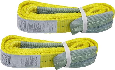 2 Pack 2"x 3FT Lift Sling Straps, 2 Ply Polyester Rigging Straps, 6200LBS Load Capacity Flat Eye-Eye Web Sling for Hoist, Tree Stumps, Heavy Duty Cargo in Saudi Arabia