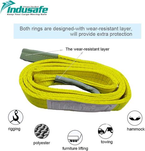 2 Pack 2"x 3FT Lift Sling Straps, 2 Ply Polyester Rigging Straps, 6200LBS Load Capacity Flat Eye-Eye Web Sling for Hoist, Tree Stumps, Heavy Duty Cargo in Saudi Arabia
