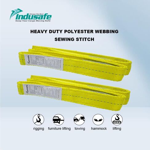 2 Pack 2"x 3FT Lift Sling Straps, 2 Ply Polyester Rigging Straps, 6200LBS Load Capacity Flat Eye-Eye Web Sling for Hoist, Tree Stumps, Heavy Duty Cargo in Saudi Arabia