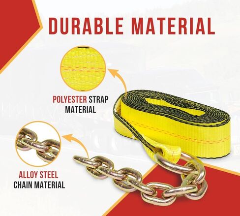 منتجات Mytee 4 عبوات 2 × 18 بوصة حزام ربط بديل مع امتداد سلسلة لمجموعات ربط 8 نقاط، 4000 رطل WLL | حزام بديل عالي التحمل 8 نقاط ربط لمقطورة السيارة in Kuwait