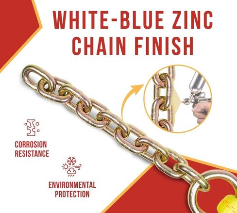 منتجات Mytee 4 عبوات 2 × 18 بوصة حزام ربط بديل مع امتداد سلسلة لمجموعات ربط 8 نقاط، 4000 رطل WLL | حزام بديل عالي التحمل 8 نقاط ربط لمقطورة السيارة in Kuwait