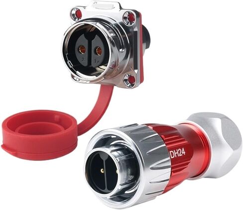 IP68 solder-free connector 2-core lock wire DH24 rear nut lock screw male and female docking aviation(Flange 25A) in Saudi Arabia