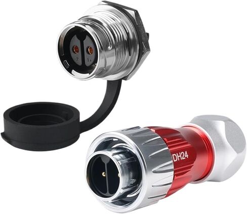 IP68 solder-free connector 2-core lock wire DH24 rear nut lock screw male and female docking aviation(Flange 25A) in Kuwait