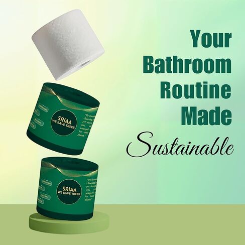 ورق تواليت فاخر 100% من الخيزران الخالي من الأشجار - 24 لفة ضخمة ممتازة، فائقة النعومة وقوية 3 طبقات 300 ورقة في كل لفة، صديقة للبيئة، خالية من البلاستيك، مناديل آمنة للصرف الصحي، نحن ننقذ الأشجار. in Kuwait