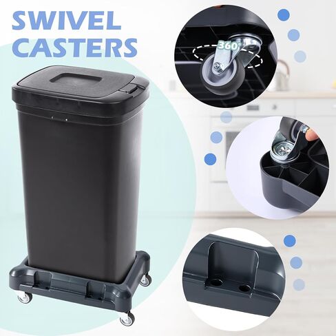 Rolling Trash Can Dolly Base with Wheels Fits 10-15 Gallon (40-60l) Rectangular Trash Can Roller Base for House Offices Warehouses Airports Commercial Environment in Saudi Arabia
