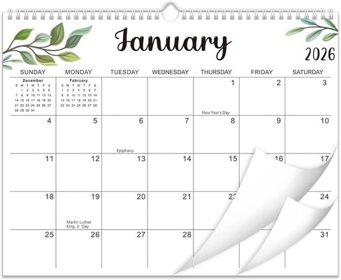 Wall Calendar 2025-2026, 18 Months Academic Calendar, Jul. 2025 - Dec. 2026, 14.76" × 11.75", Monthly Wall Hanging Calendar with Thick Paper for Office Home in Kuwait