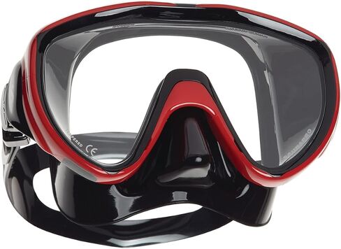 SCUBAPRO Flux Scuba Mask with Ultra Clear Single Lens and Hypoallergenic Silicone Skirt for Diving, Freediving or Snorkeling, Black/Metallic Red in Saudi Arabia