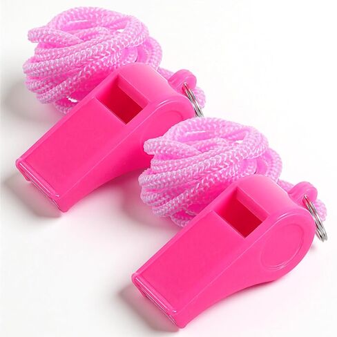 TIESOME 2 Pcs Pink Whistle for Coaches, Loud Sports Whistle with Lanyard, High-Pitched Plastic Whistles for Referee, Outdoor Safety, Dog Training, School Recess, Party Favors in Saudi Arabia