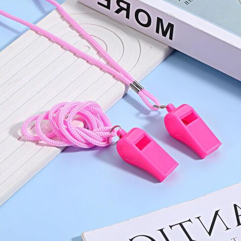 TIESOME 2 Pcs Pink Whistle for Coaches, Loud Sports Whistle with Lanyard, High-Pitched Plastic Whistles for Referee, Outdoor Safety, Dog Training, School Recess, Party Favors in Saudi Arabia