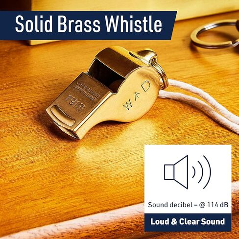 صافرة نحاسية مع حلقة سلسلة مفاتيح - صافرة عالية الصوت بقوة 114 ديسيبل للمدربين والحكام والمتنزهين ومعدات الشرطة - تصميم ضابط مدفعية أصلي من الحرب العالمية الأولى - معدات نجاة في حالات الطوارئ مصنوعة في المملكة المتحدة من شركة Kings County Tools in Kuwait