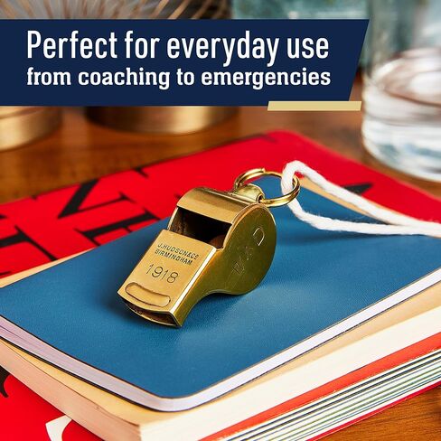 صافرة نحاسية مع حلقة سلسلة مفاتيح - صافرة عالية الصوت بقوة 114 ديسيبل للمدربين والحكام والمتنزهين ومعدات الشرطة - تصميم ضابط مدفعية أصلي من الحرب العالمية الأولى - معدات نجاة في حالات الطوارئ مصنوعة في المملكة المتحدة من شركة Kings County Tools in Kuwait