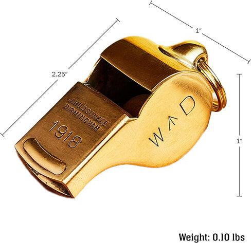 صافرة نحاسية مع حلقة سلسلة مفاتيح - صافرة عالية الصوت بقوة 114 ديسيبل للمدربين والحكام والمتنزهين ومعدات الشرطة - تصميم ضابط مدفعية أصلي من الحرب العالمية الأولى - معدات نجاة في حالات الطوارئ مصنوعة في المملكة المتحدة من شركة Kings County Tools in Kuwait