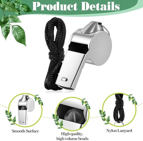 simarro 100 Pcs Stainless Steel Whistle with Lanyard, Silver Professional Loud Metal Whistle Ideal for Coaches Referees Recreation in Saudi Arabia