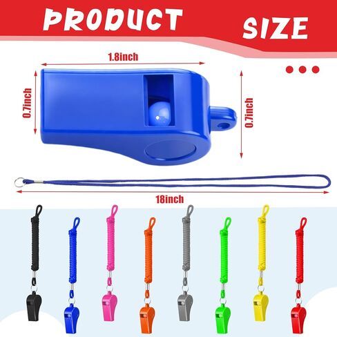 Shappy 48 Pcs Colorful Plastic Whistles Bulk with Lanyards 120 dB Loud Sports Emergency Whistles Crisp Sound Training Sports Tools for Referees Coaches Lifeguards Survival Kits Outdoor Activities in Saudi Arabia