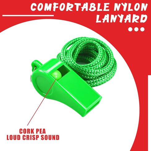 Shappy 48 Pcs Colorful Plastic Whistles Bulk with Lanyards 120 dB Loud Sports Emergency Whistles Crisp Sound Training Sports Tools for Referees Coaches Lifeguards Survival Kits Outdoor Activities in Saudi Arabia