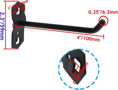 Pegboard Hooks Heavy Duty Metal Steel 3/8" Square Hole Peg Hooks Suitbale for 1.5" Spaced Pegboards Garage Wall Hooks for Organizing Tools in Home or Garage 4" Length Black- 4pcs in Saudi Arabia