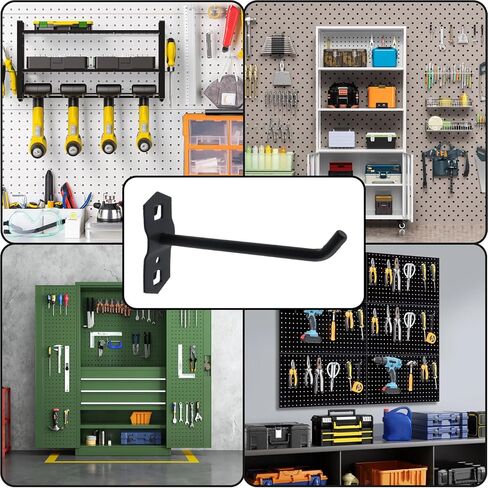 Pegboard Hooks Heavy Duty Metal Steel 3/8" Square Hole Peg Hooks Suitbale for 1.5" Spaced Pegboards Garage Wall Hooks for Organizing Tools in Home or Garage 4" Length Black- 4pcs in Saudi Arabia