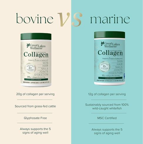 Great Lakes Wellness Sustainable Marine Collagen Peptides - Wild Caught MSC Certified - Unflavored Hydrolyzed Protein Powder - Support for Skin, Hair, Nails, Joints & Digestion - iGen Non-GMO - 8 oz in Saudi Arabia