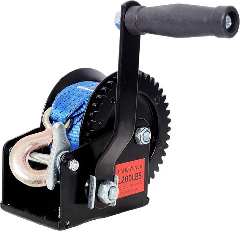 ونش يدوي 1200 رطل مع حزام أزرق بطول 19.6 قدم - ونش يدوي كرنك، سقاطة ثنائية الاتجاه، نسبة تروس 4.1:1، ونش مقطورة محمول للقارب ATV Jet Ski in Kuwait