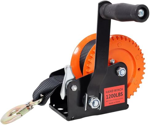 ونش يدوي 1200 رطل مع حزام 19.6 قدم - ونش يدوي كرنك، سقاطة ثنائية الاتجاه، نسبة تروس 4.1:1، ونش مقطورة محمول للقارب ATV Jet Ski in Kuwait