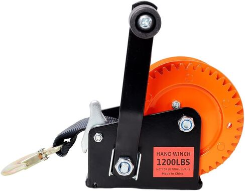 ونش يدوي 1200 رطل مع حزام 19.6 قدم - ونش يدوي كرنك، سقاطة ثنائية الاتجاه، نسبة تروس 4.1:1، ونش مقطورة محمول للقارب ATV Jet Ski in Kuwait