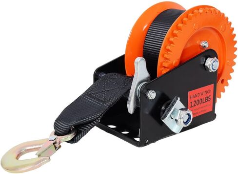 ونش يدوي 1200 رطل مع حزام 19.6 قدم - ونش يدوي كرنك، سقاطة ثنائية الاتجاه، نسبة تروس 4.1:1، ونش مقطورة محمول للقارب ATV Jet Ski in Kuwait