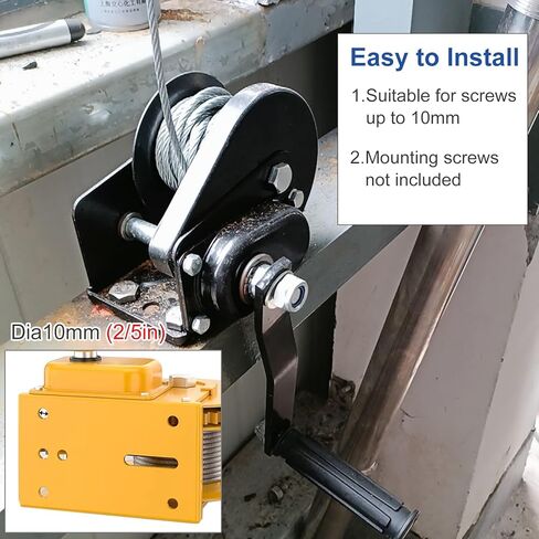 Black Boat Trailer Winch, Heavy Duty Towing Winch for Fishing Boat, Floating Dock, Kayat and Marine Yacht, Two-Way Ratchet Hand Winch for Lifting and Lowering (Color : 2600lbs Winch, Size : 20m/65.6 in Saudi Arabia