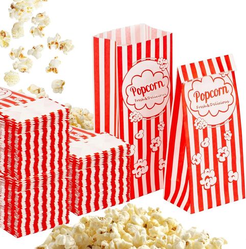 MAQIHAN 500 Popcorn Bags Flat Bottom - Small Disposable Paper Bag for Popcorn, Popped Kernels Container, Movie Night Supplies for Halloween Christmas, Carnival Games Party, Popcorn Machine Accessories in Saudi Arabia