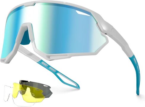 Meeloog 26g نظارات شمسية رياضية مستقطبة للرجال والنساء مع 3 عدسات - نظارات شمسية UV400 للجري وركوب الدراجات وصيد الأسماك in Kuwait