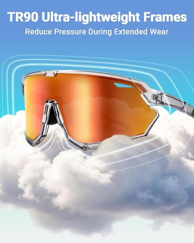 Meeloog 26g Polarized Sports Sunglasses for Men Women with 3 Lens - UV400 Sun Glasses for Running Cycling Baseball Fishing in Saudi Arabia
