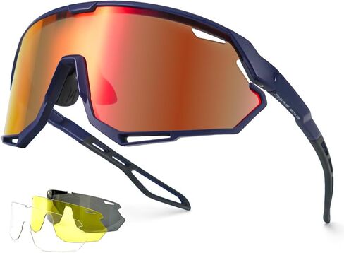 Meeloog 26g Polarized Sports Sunglasses for Men Women with 3 Lens - UV400 Sun Glasses for Running Cycling Baseball Fishing in Saudi Arabia