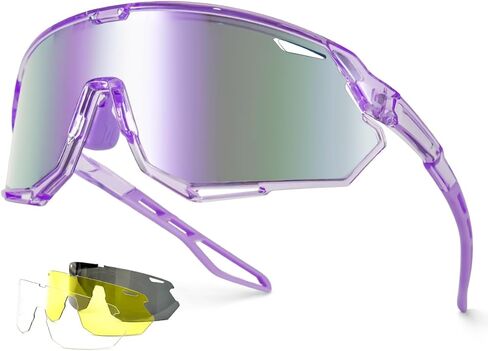 Meeloog 26g Polarized Sports Sunglasses for Men Women with 3 Lens - UV400 Sun Glasses for Running Cycling Baseball Fishing in Saudi Arabia