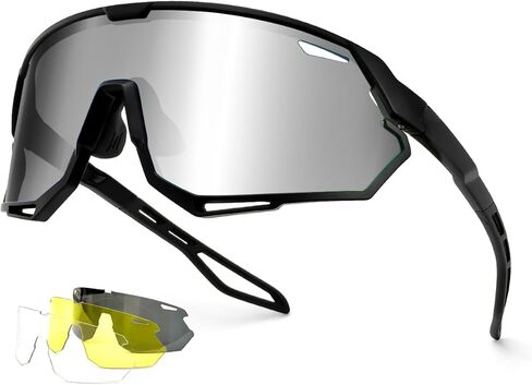 Meeloog 26g Polarized Sports Sunglasses for Men Women with 3 Lens - UV400 Sun Glasses for Running Cycling Baseball Fishing in Saudi Arabia