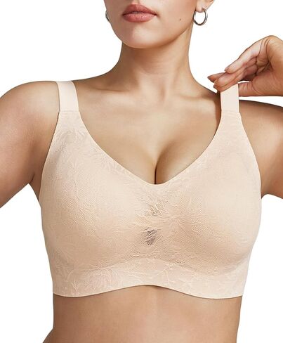 Womens Minimizer Bra Wireless Seamless Full Coverage Everyday Bralette with Removable Pads Soft Lace Comfort 32B-42DD in Kuwait